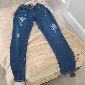 Gap Girls Size 8 Distresses Jeans with Flower Patchwork